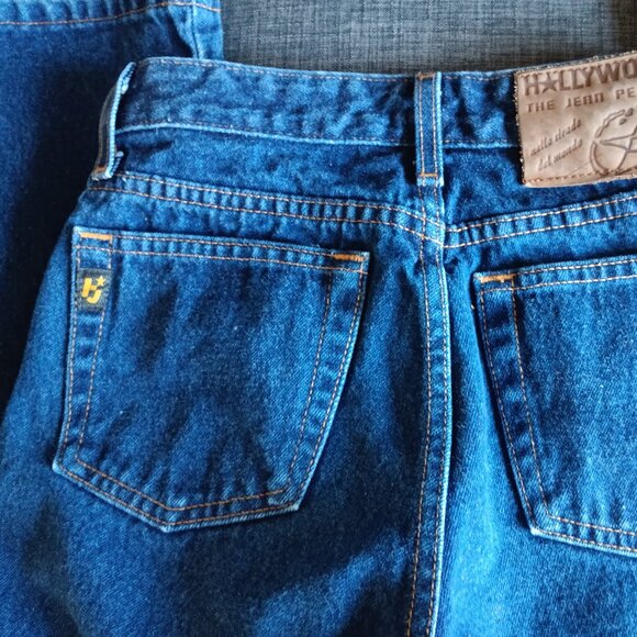 Vintage Hollywood High Rise Jeans 1990s Dark Wash Denim - Picture 7 of 8